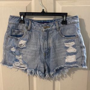 Ripped & Frayed Light Wash Jean Shorts